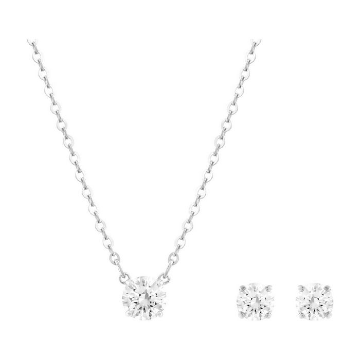 swarovski set attract round bianco placcatura rodio 5113468