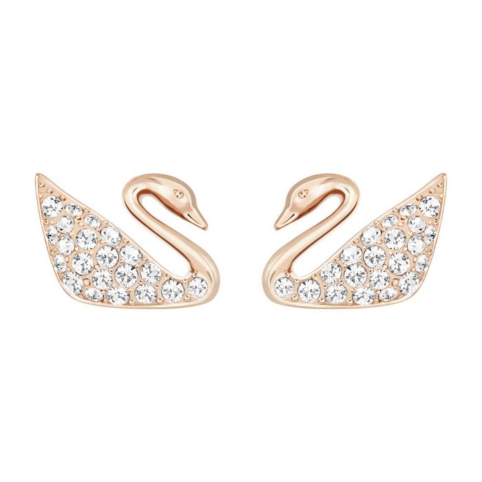 Orecchini Swan Mini, bianco, placcato oro rosa