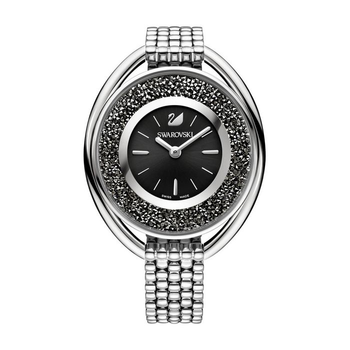 swarovski orologio crystalline oval bracciale di metallo nero tono argentato 5181664