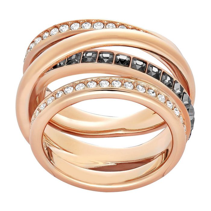 swarovski anello dynamic grigio placcato oro rosa 5184222