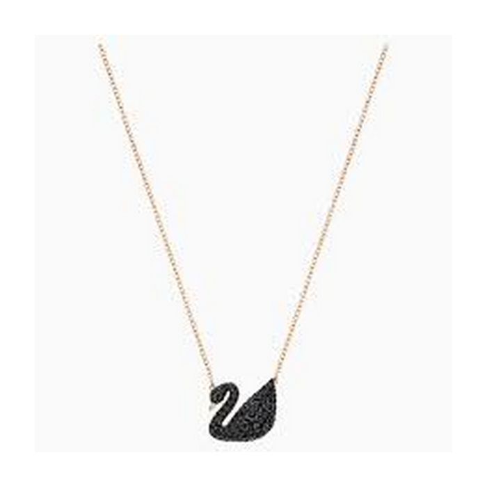 swarovski pendente iconic swan, nero, placcato oro rosa 5204134