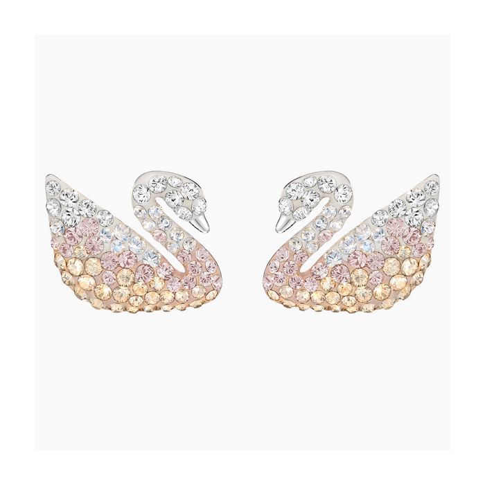 Orecchini Iconic Swan, grandi, multicolore, placcatura rodio