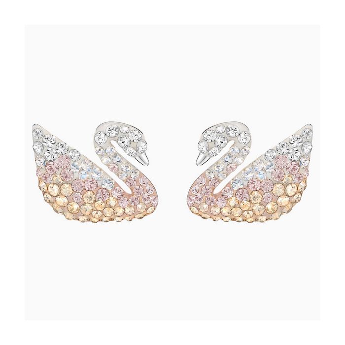 swarovski orecchini iconic swan grandi multicolore placcatura rodio 5215037