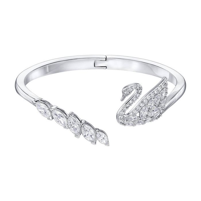 Bracciale rigido Swan Lake, bianco, placcatura rodio