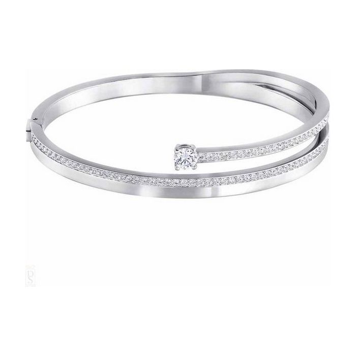 Bracciale rigido Fresh, bianco, placcatura rodio