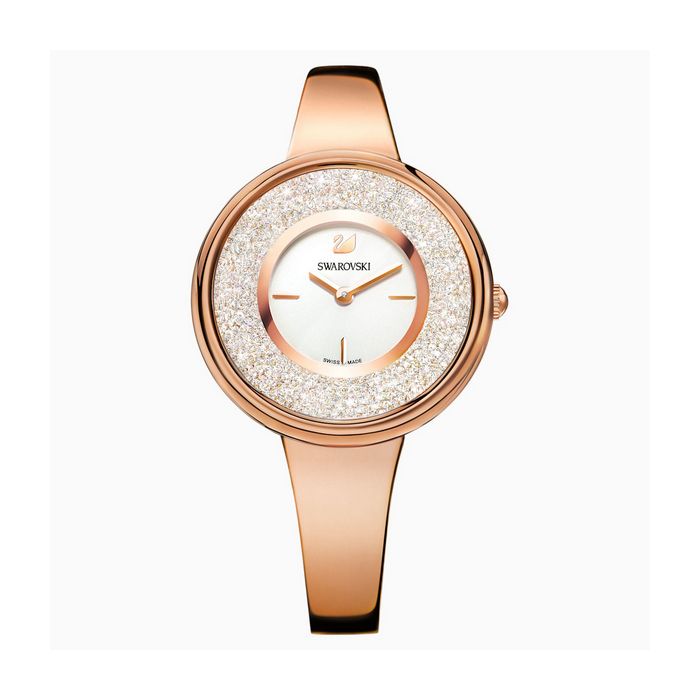 Orologio Crystalline Pure, Bracciale di metallo, bianco, tono oro rosa