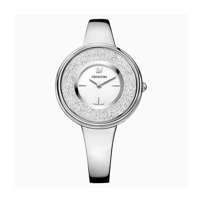 Orologio Crystalline Pure, Bracciale di metallo, bianco, tono argentato