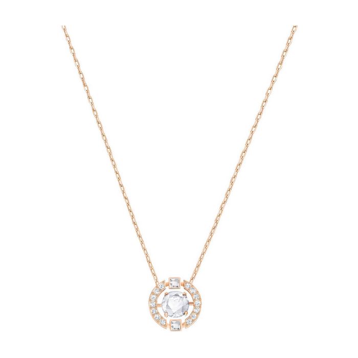 Collana Sparkling Dance Round, bianco, placcato oro rosa