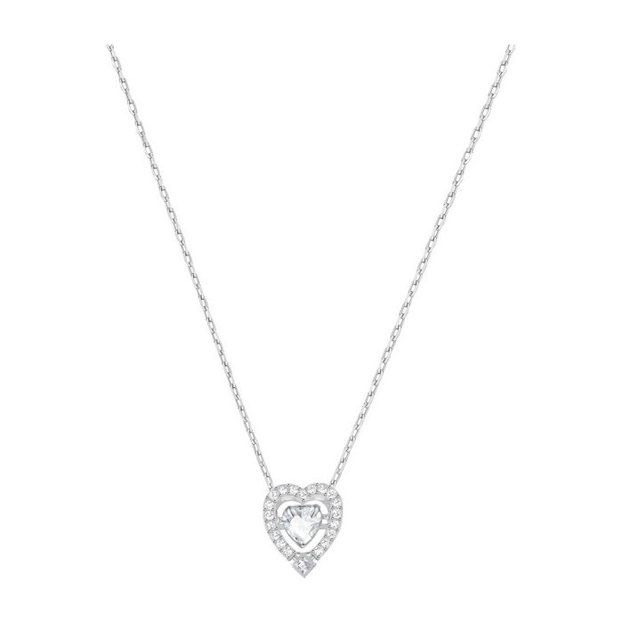 Collana Sparkling Dance Heart, bianco, placcatura rodio