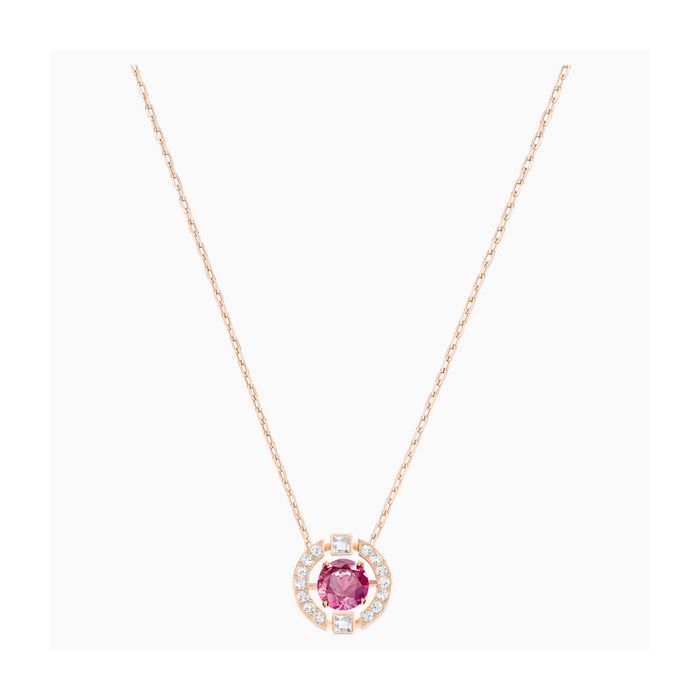 Collana Sparkling Dance Round, rosso, placcato oro rosa