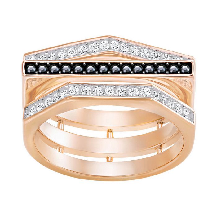 swarovski anello geometry nero placcato oro rosa 5284079