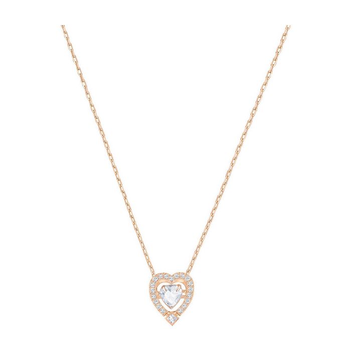 Collana Sparkling Dance Heart, bianco, placcato oro rosa