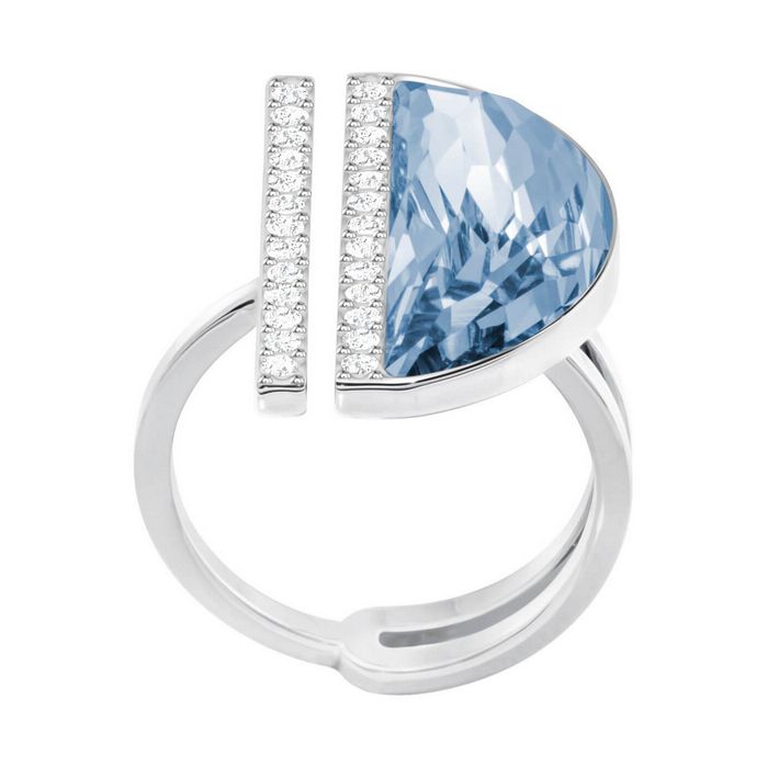 Anello Glow, azzurro, placcatura rodio