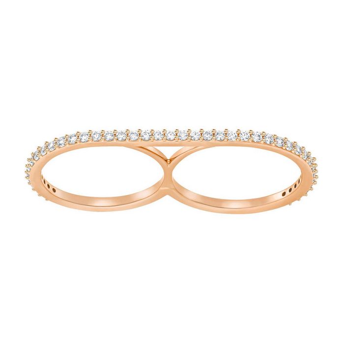 swarovski anello doppio vittore, bianco, placcato oro rosa 5295009