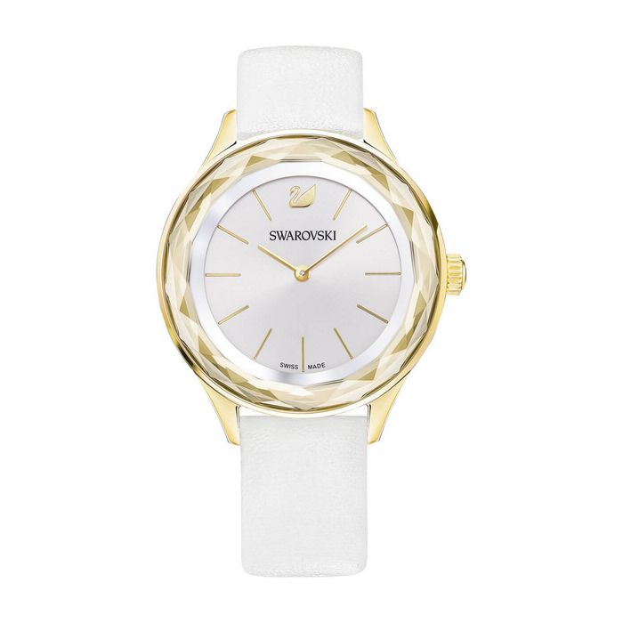 Orologio Octea Nova, Cinturino in pelle, bianco, tono dorato