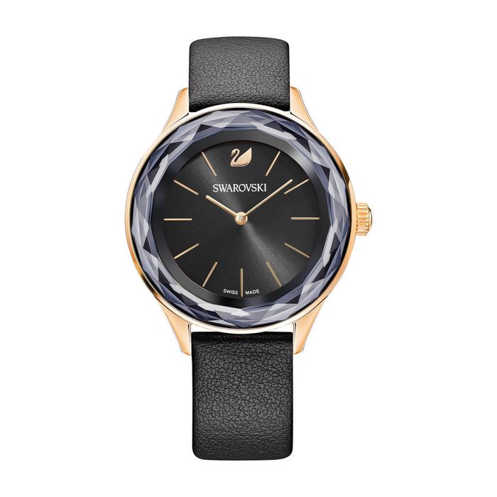 Orologio Octea Nova, Cinturino in pelle, nero, tono oro rosa