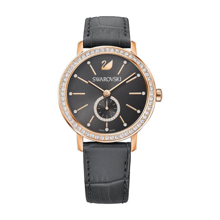 Orologio Graceful Lady, Cinturino in pelle, grigio, tono oro rosa