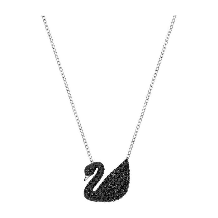 swarovski pendente iconic swan nero placcatura rodio 5347329