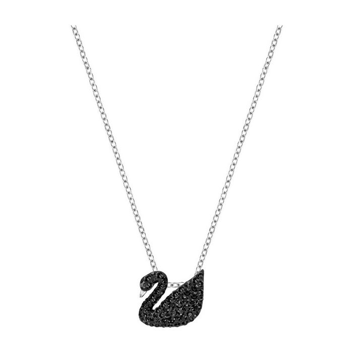 swarovski pendente iconic swan piccolo nero placcatura rodio 5347330