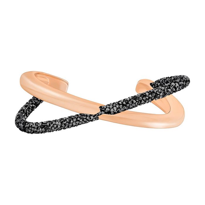 swarovski bracciale rigido crystaldust cross nero placcato oro rosa 5348043