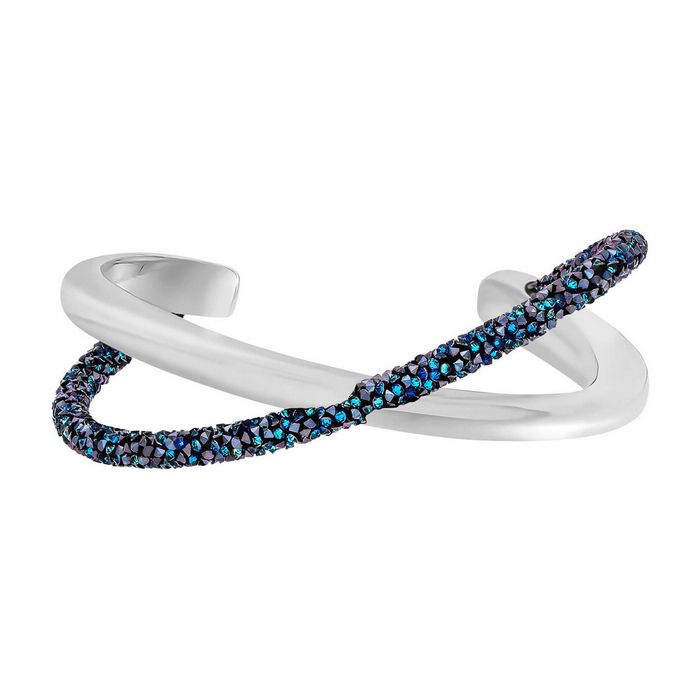 Bracciale rigido Crystaldust Cross, azzurro, acciaio inossidabile