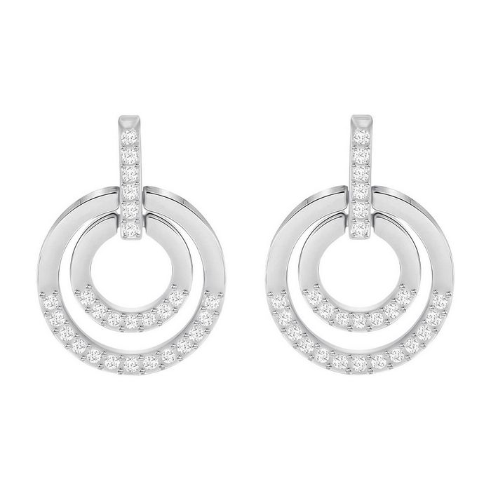 swarovski orecchini circle medi bianco placcatura rodio 5349203