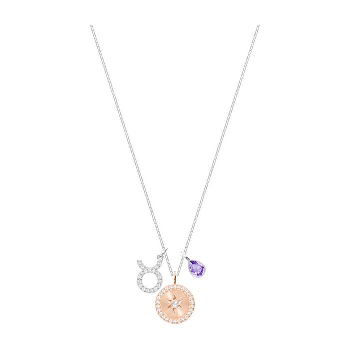 swarovski pendente zodiac toro lilla placcatura rodio 5349223