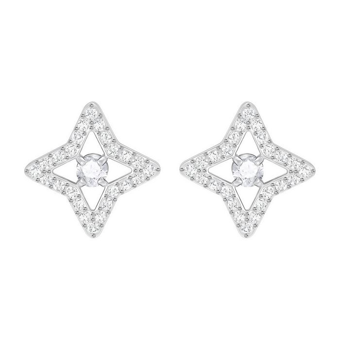 swarovski orecchini stud sparkling dance star bianco placcatura rodio 5364218