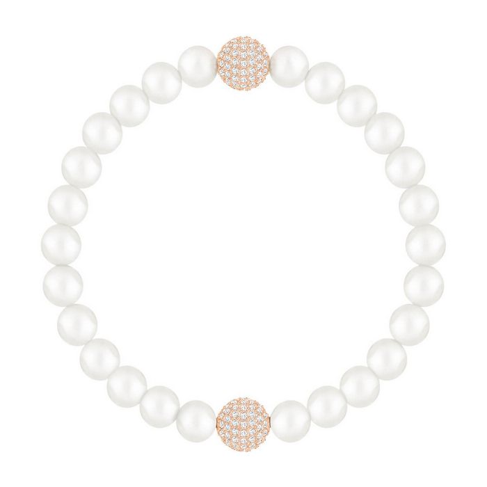 swarovski remix collection crystal pearl strand, bianco, placcato oro rosa 5365746