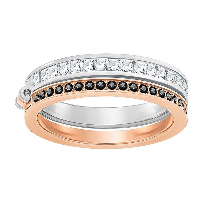 swarovski anello doppio hint bianco placcatura mista 5366582