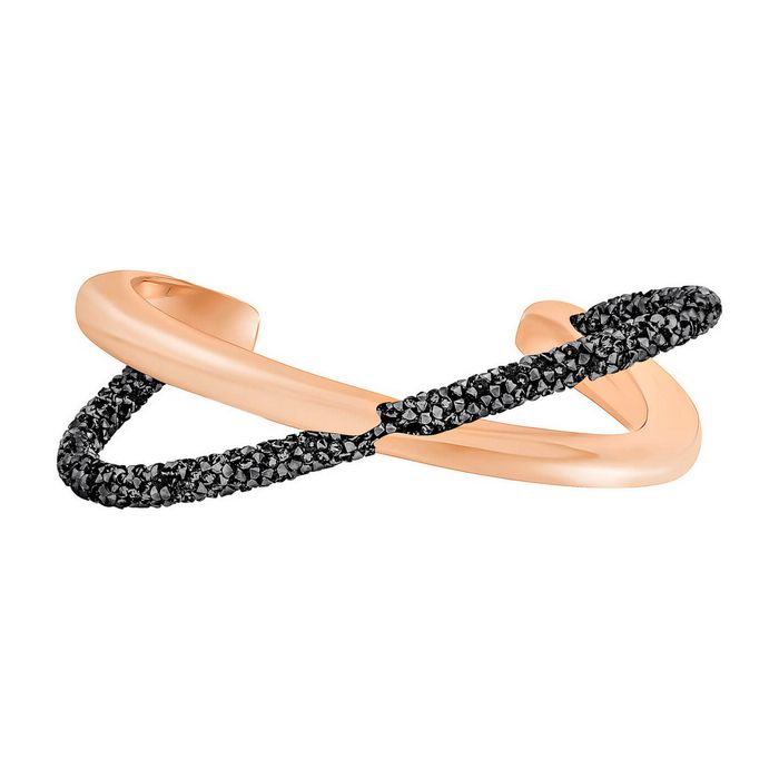 swarovski bracciale rigido crystaldust cross nero placcato oro rosa 5368487