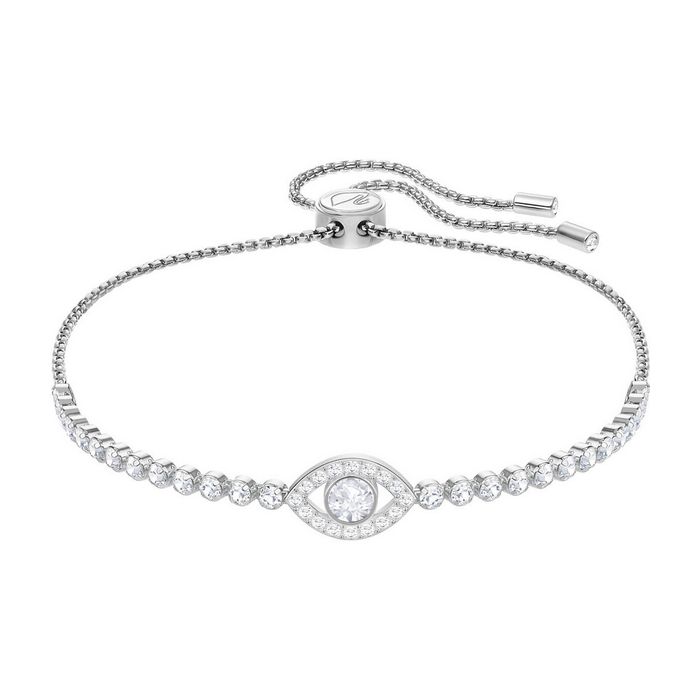 swarovski braccialetto subtle evil eye, bianco, placcatura rodio 5368546