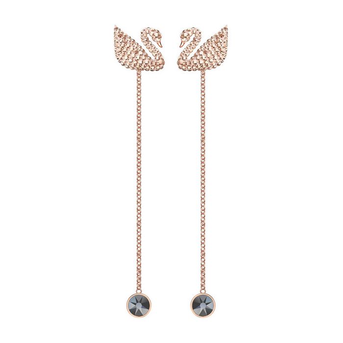 Orecchini Iconic Swan, marrone, placcato oro rosa