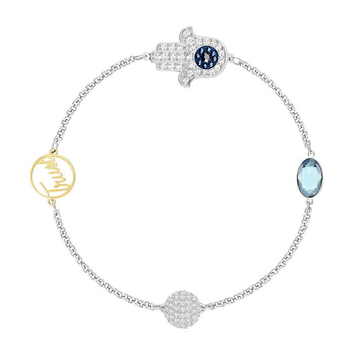 Swarovski Remix Collection Hamsa Hand Symbol Strand, azzurro, placcatura mista