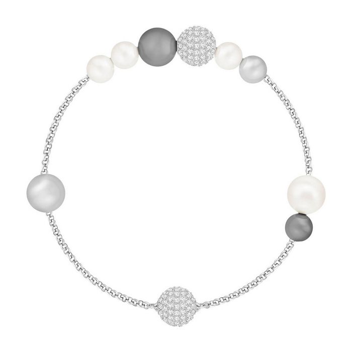 swarovski remix collection mixed crystal pearl strand, grigio, placcatura rodio 5373259