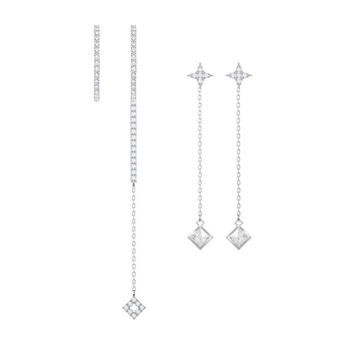 swarovski set orecchini a buco vittore bianco placcatura rodio 5374830