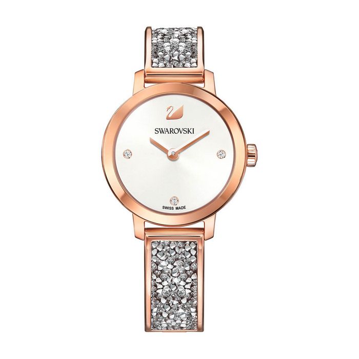 swarovski orologio cosmic rock bracciale di metallo bianco tono oro rosa 5376092