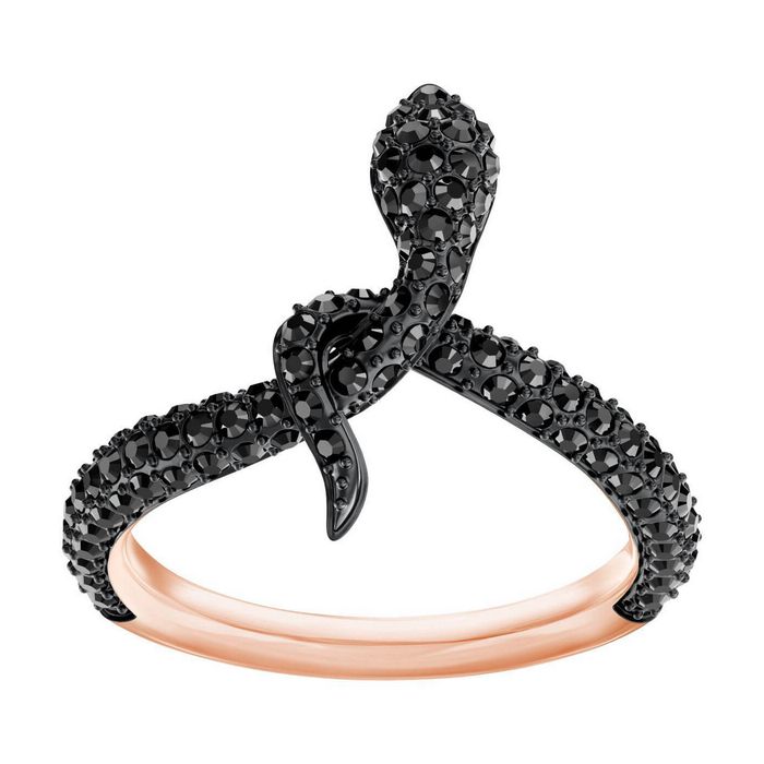 swarovski anello leslie, nero, placcato oro rosa 5376339