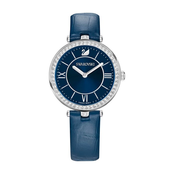 Orologio Aila Dressy Lady, Cinturino in pelle, azzurro, tono argentato