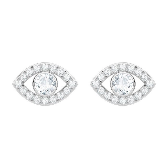 Orecchini Luckily Evil Eye, bianco, placcatura rodio