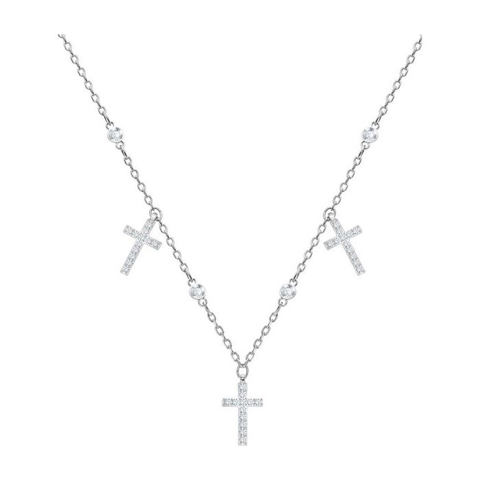 swarovski girocollo mini cross bianco placcatura rodio 5377792