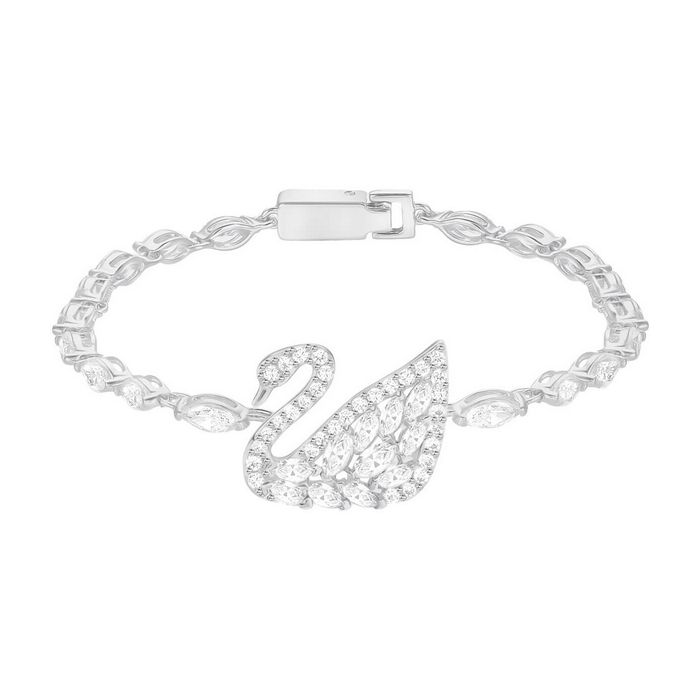 swarovski braccialetto swan lake bianco placcatura rodio 5379947