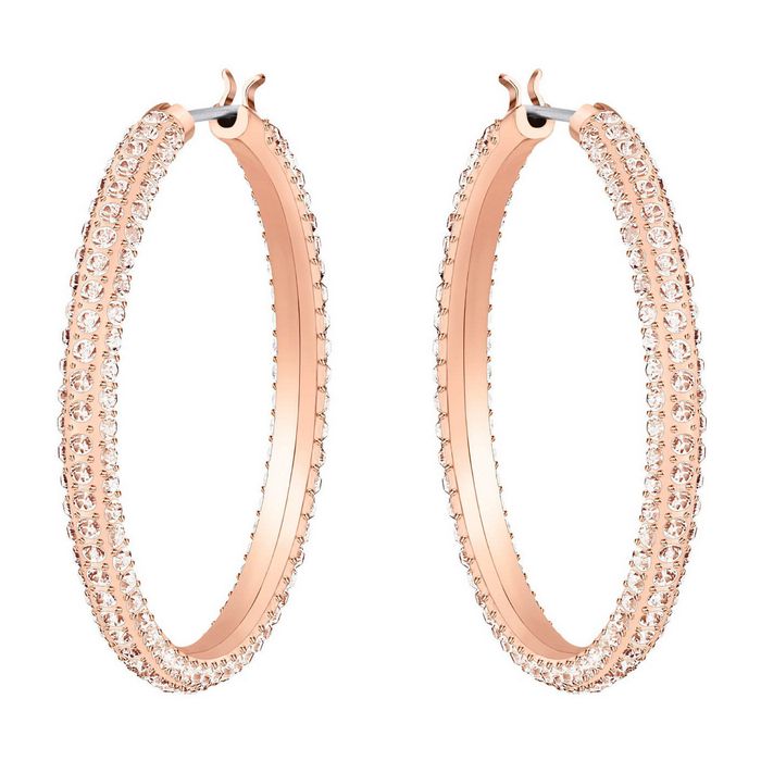 swarovski orecchini a cerchio stone rosa placcato oro rosa 5383938