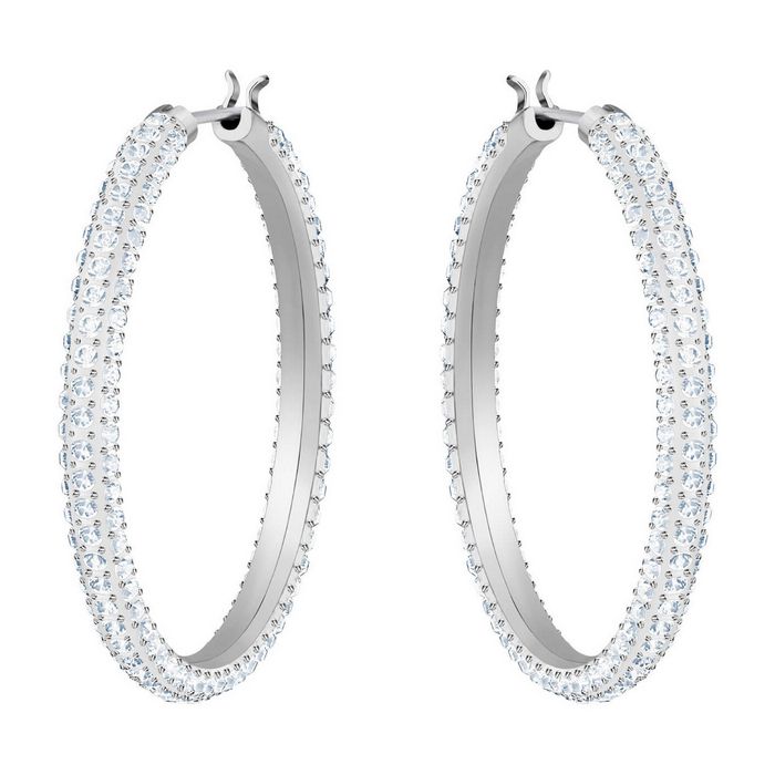 swarovski orecchini a cerchio stone bianco placcatura rodio 5389432