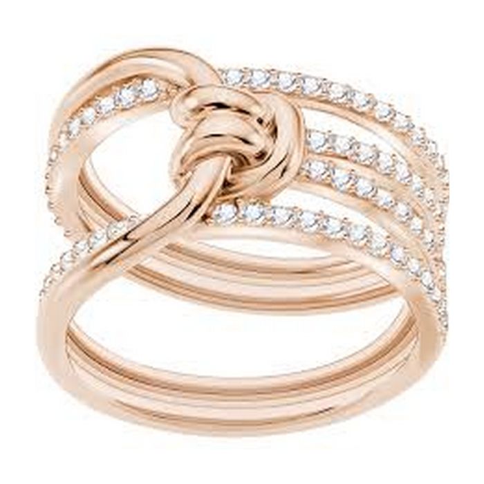 swarovski anello lifelong wide bianco placcato oro rosa 5402432