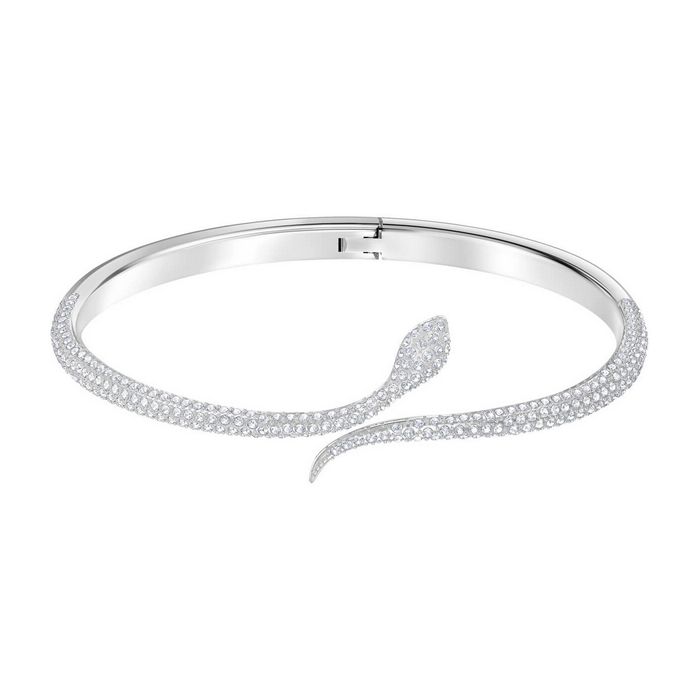 Bracciale rigido Leslie, bianco, placcatura rodio