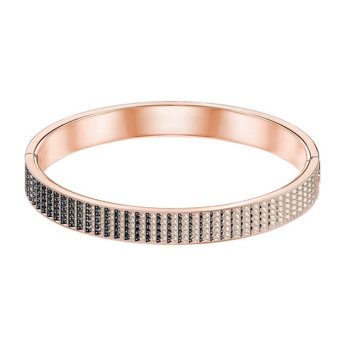 Swarovski Bracciale rigido Luxury, nero, placcato oro rosa