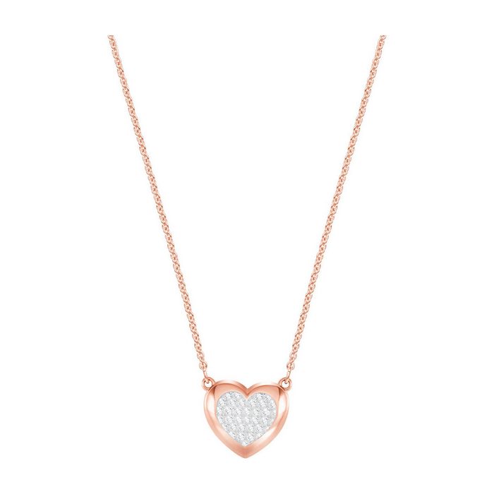 Pendente Hall Heart, bianco, placcato oro rosa