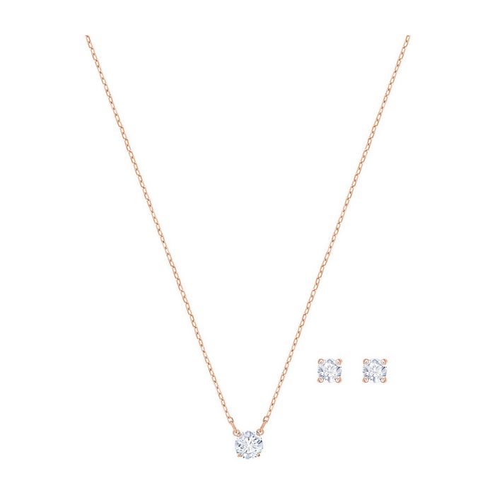 Set Attract Round, bianco, placcato oro rosa