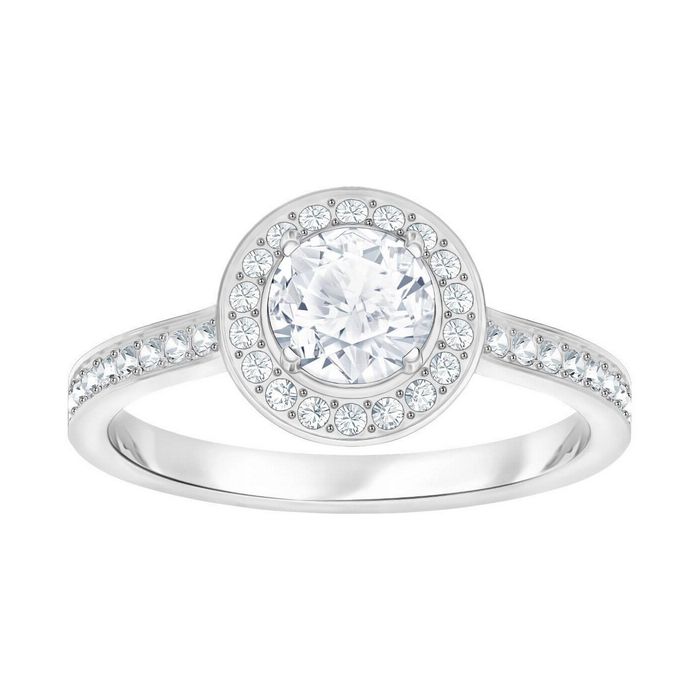 swarovski anello attract light round bianco placcatura rodio 5409187